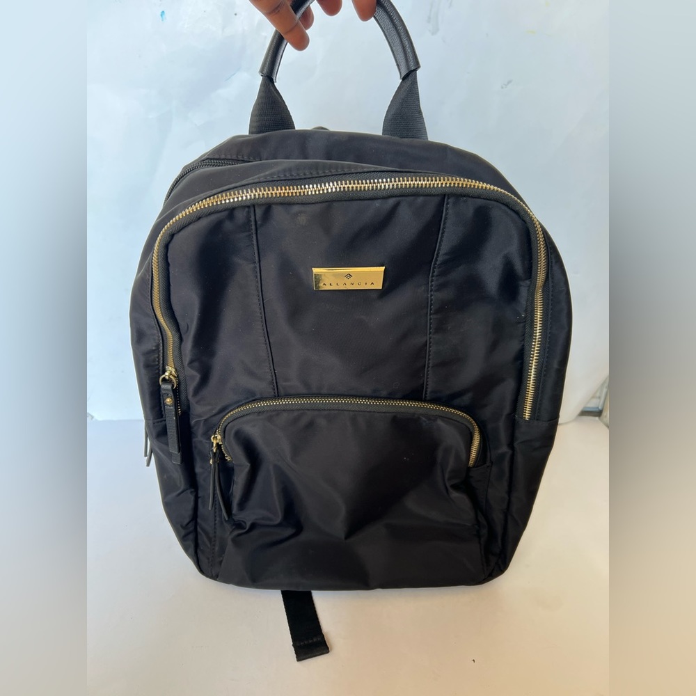 Allancia kids black diaper bag with pvc trim/ polyester lining….